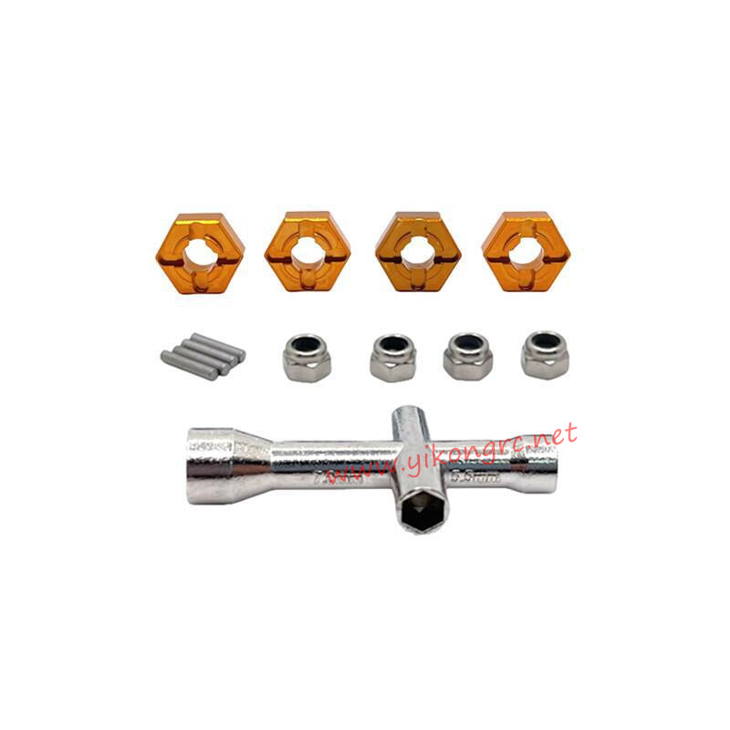 MJX Hyper Go 14301 RC Car Upgrade Parts M4 Nut, Sleeve, 12mm Coupler gold