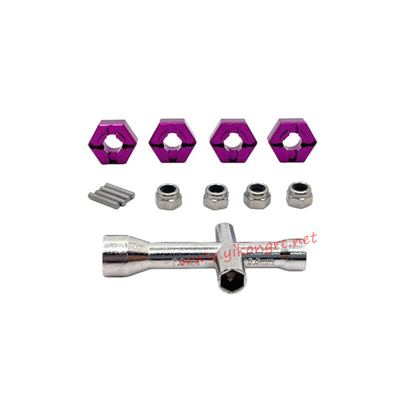 MJX Hyper Go 14301 RC Car Upgrade Parts M4 Nut, Sleeve, 12mm Coupler purple