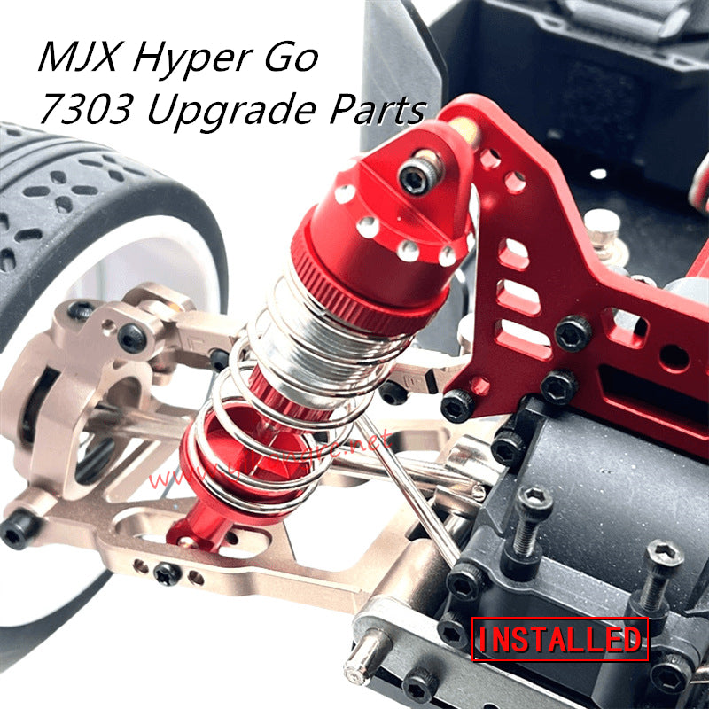 MJX Hyper Go 7303 Upgrade Parts Air Spring Hydraulic Front and Rear Shock Absorbers installed