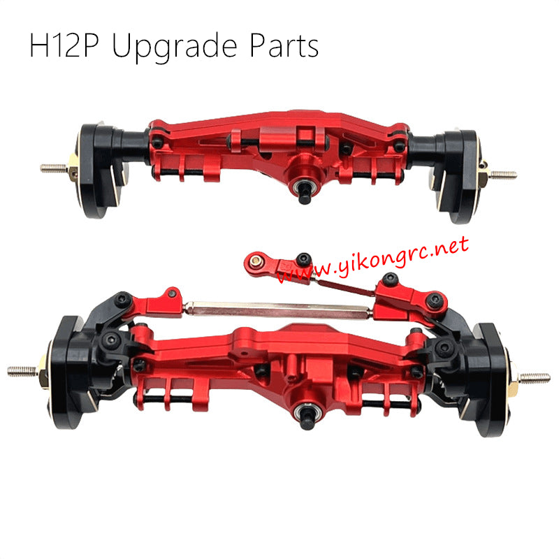 MJX Hyper Go H12P Upgrades Front and rear axle assemblies red