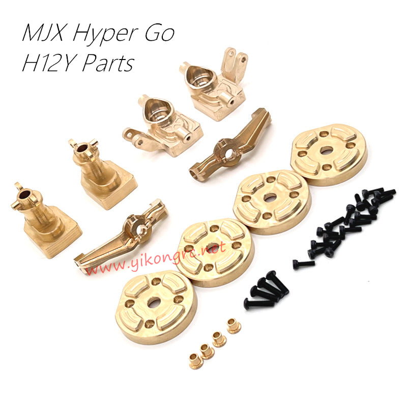 MJX Hyper Go H12Y Upgrade Parts Brass Steering Cup, C-Hub, Rear Cup, Gear Cover Counterweight