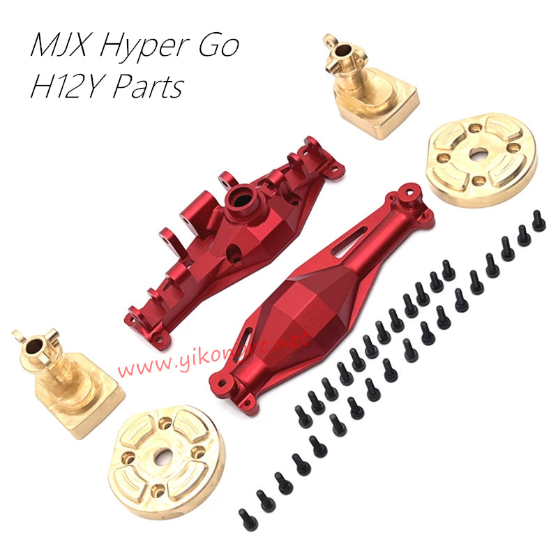 MJX Hyper Go H12Y Upgrades Rear Axle Housing Brass Rear Cup Portal Axle Cover red