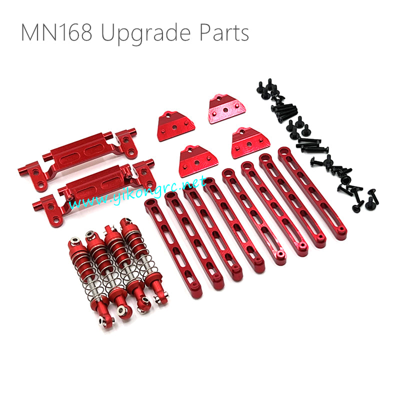 MN-RC MN168 Upgrade Parts Tie Rods, Shocks, Tie Rod Holders, Shock Mounts Red
