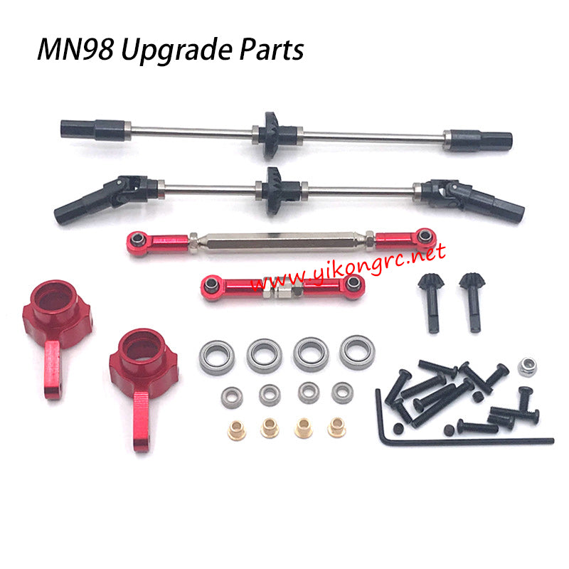 MN-RC MN98 RC Truck Upgrades Front and Rear Axle red