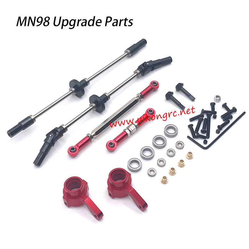 MN-RC MN98 RC Truck Upgrades Front and Rear Axle red metal