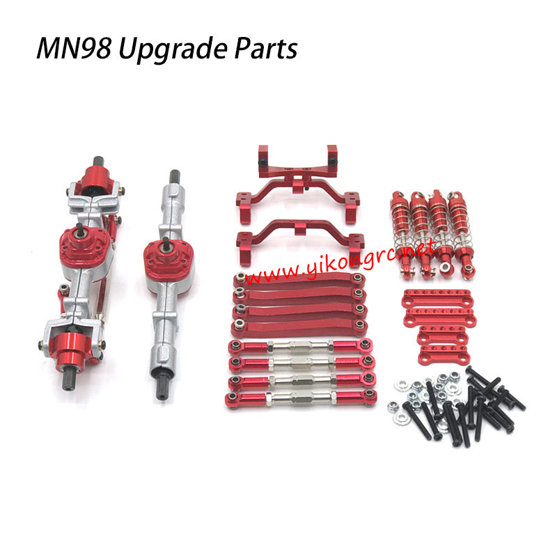 MN-RC MN98 RC Truck Upgrades Metal F/R Axle Tie Rod Shock Absorber red with screws