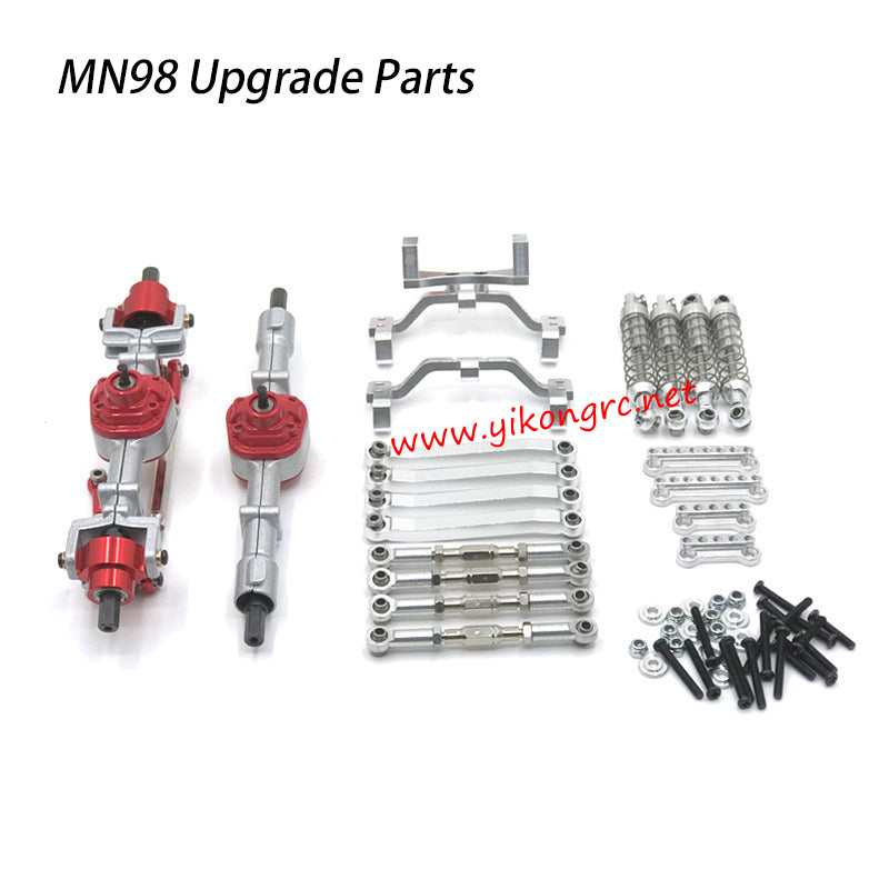MN-RC MN98 RC Truck Upgrades Metal F/R Axle Tie Rod Shock Absorber silver with screws