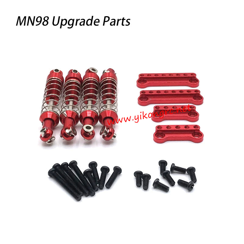 MN-RC MN98 RC Truck Upgrades Metal Shock Absorber Mount Red 1 set