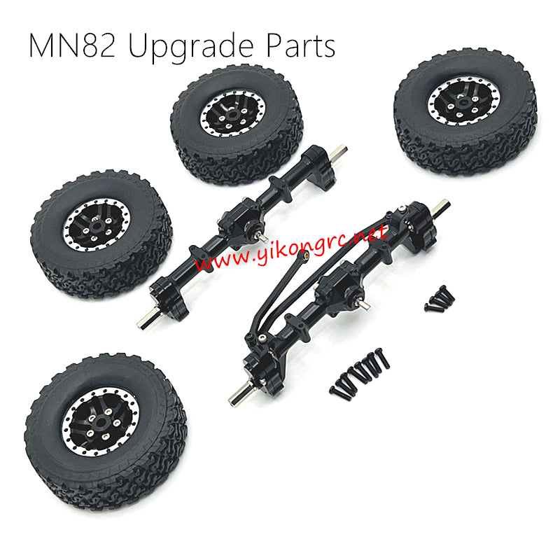 MN-RC MN 82 Upgrades Front and rear axle assemblies, Wheels black