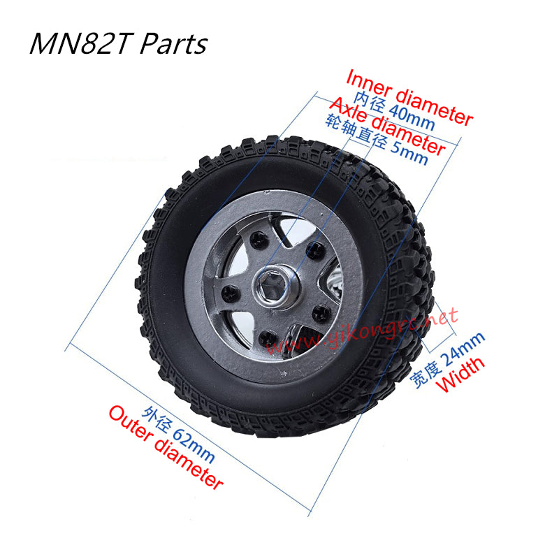 MN Model MN-82T Parts Upgraded Metal Wheel Rims and Tires size