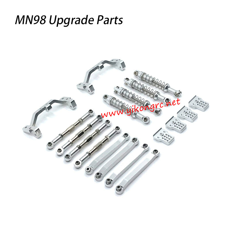 MN Model MN-98 Upgrade Parts Tie Rod, Shock Absorber, Tie Rod Mount 1 set silver