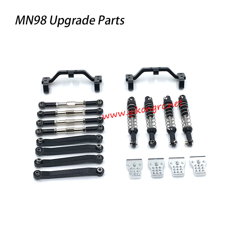 MN Model MN-98 Upgrade Parts Tie Rod, Shock Absorber, Tie Rod Mount black front