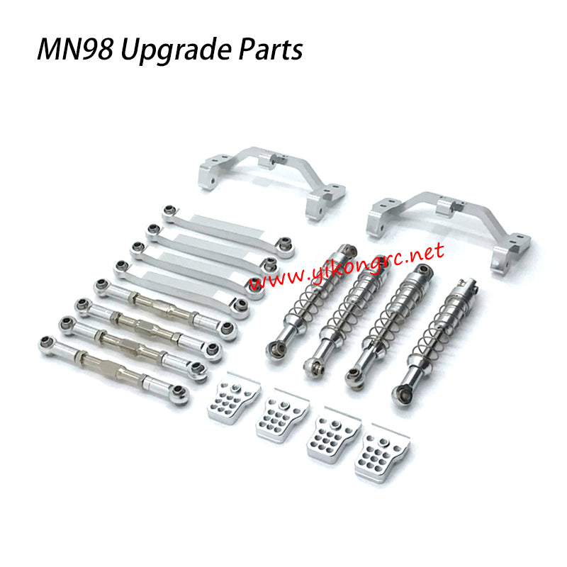 MN Model MN-98 Upgrade Parts Tie Rod, Shock Absorber, Tie Rod Mount silver