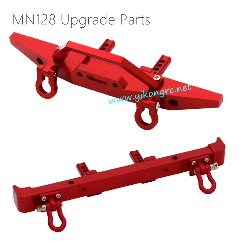 MN Model MN128 Upgrades Metal Front and Rear Bumpers, Guard Bars red