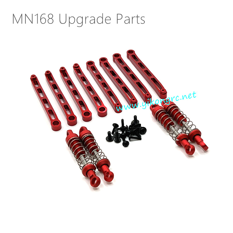 MN Model MN168 Upgrade Parts External Spring Shock Absorber, Fixed Tie Rod Red