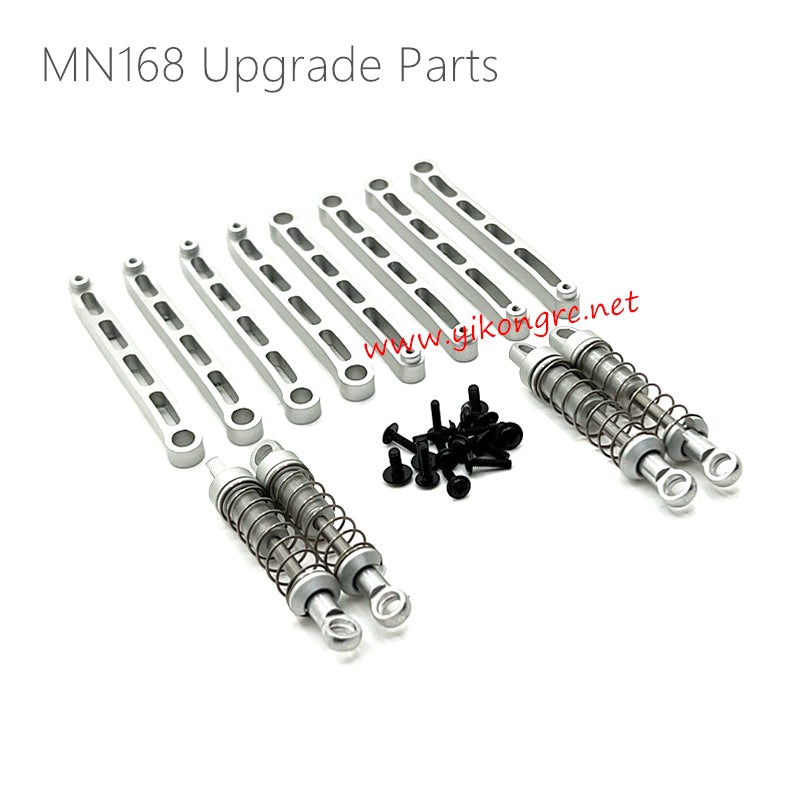 MN Model MN168 Upgrade Parts External Spring Shock Absorber, Fixed Tie Rod Silver