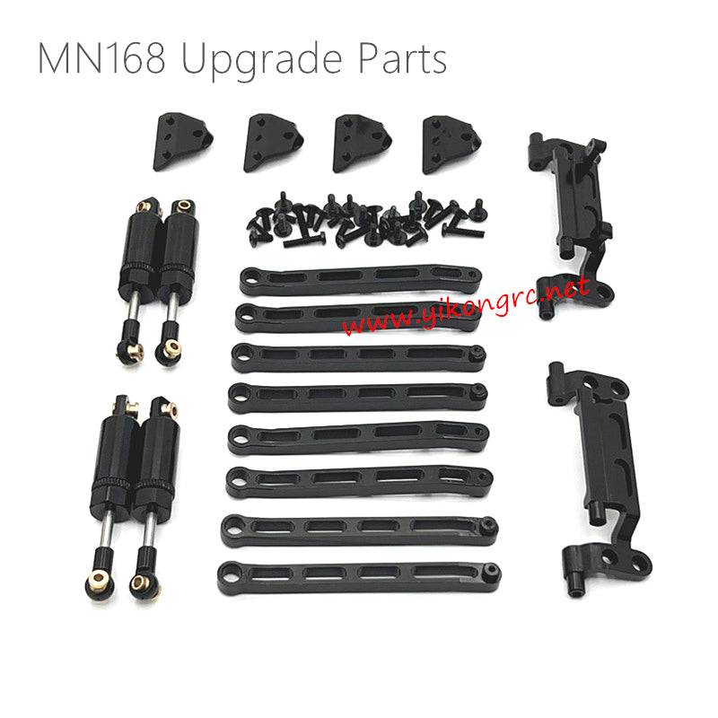 MN Model MN168 Upgrade Parts Tie Rods, Tie Rod Holders and Shock Kits Black