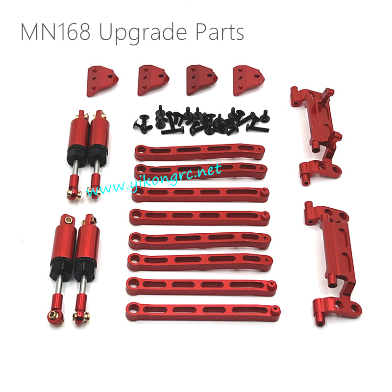 MN Model MN168 Upgrade Parts Tie Rods, Tie Rod Holders and Shock Kits Red