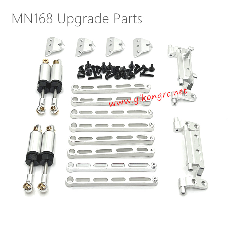 MN Model MN168 Upgrade Parts Tie Rods, Tie Rod Holders and Shock Kits Silver