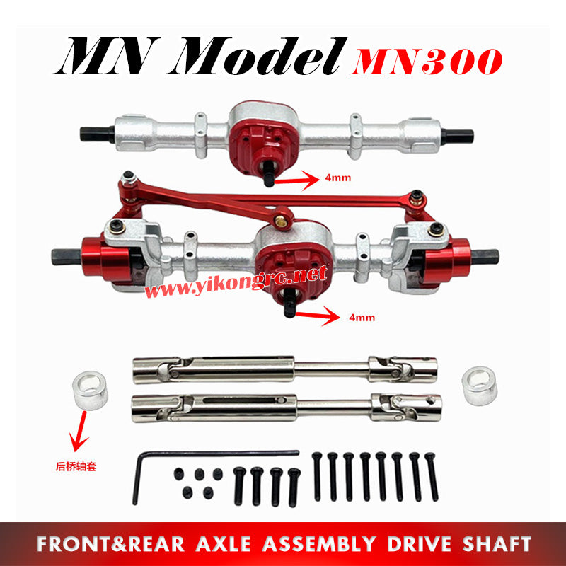MN Model MN300 RC Crawler Upgrade Parts Front and Rear Axle Assembly Drive Shaft red