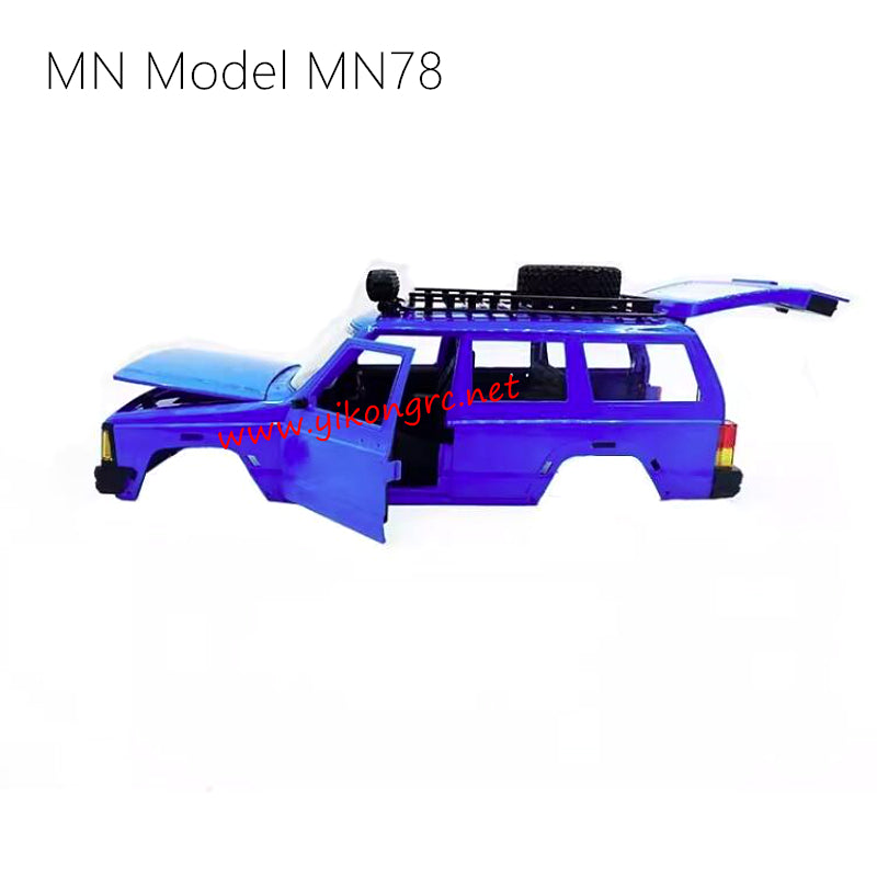 MN Model MN78 RC Crawler Parts Body Shell Kit with LED Kit Blue