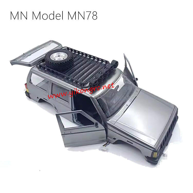 MN Model MN78 RC Crawler Parts Body Shell Kit with LED Kit gray