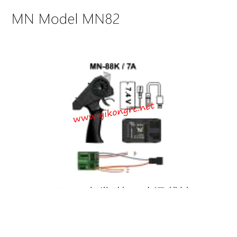 MN Model MN82 RC Truck Parts 2CH Receiver, Transmitter, 7A ESC, Battery and USB Charger