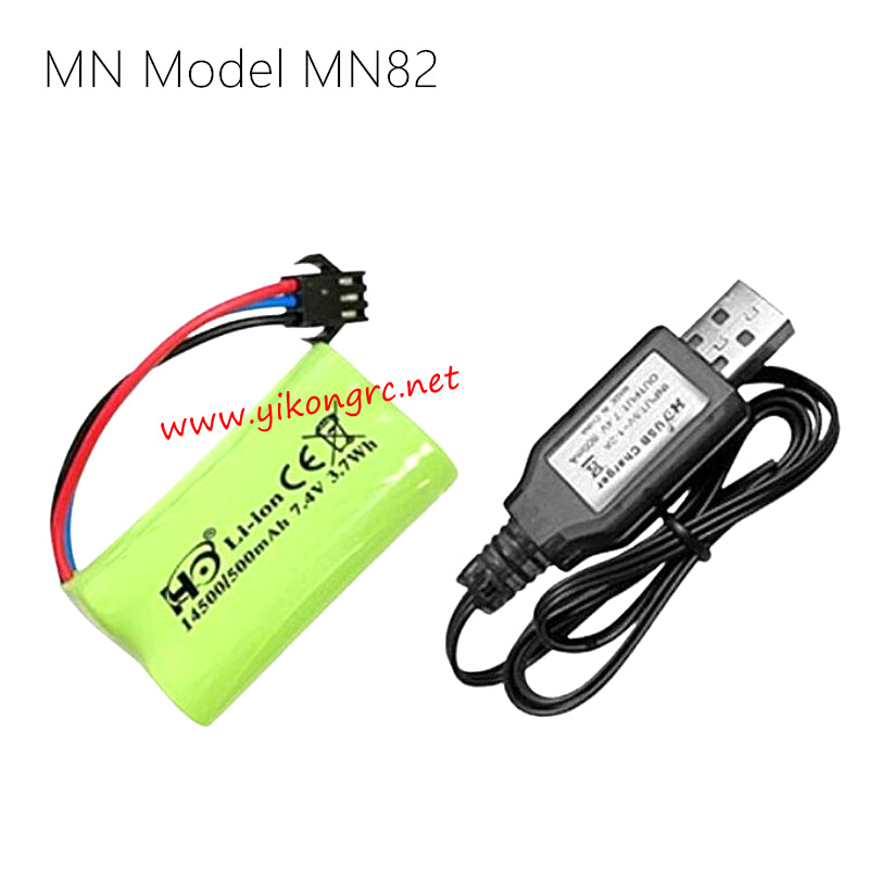 MN Model MN82 RC Truck Parts 7.4V Battery and USB Charger