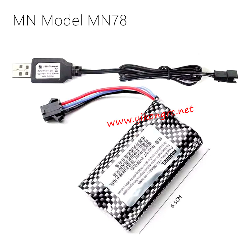 MN Model MN 78 Parts 7.4V 1200mAh Battery SM3P Plug and USB Charger