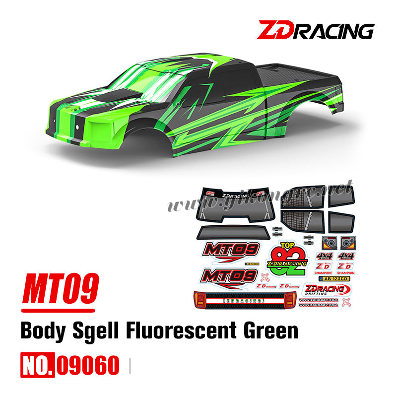 ZD Racing DBX09 (MT09) Parts 09060 Body Sgell Fluorescent Green +Stickers