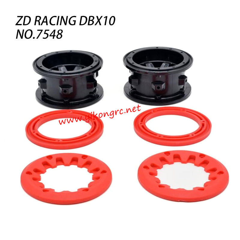 ZD Racing DBX-10 RC Truck Parts Wheel set with Ring Red 7548