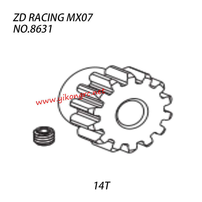 ZD Racing MX07 Parts Motor Gear (14T) Chrome molybdenum steel 8631