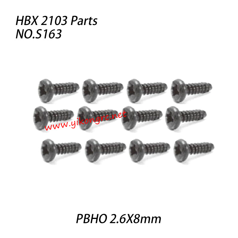 HBX 2103 Parts Pan Head Self Tapping Screws (PBHO 2.6X8mm) S163