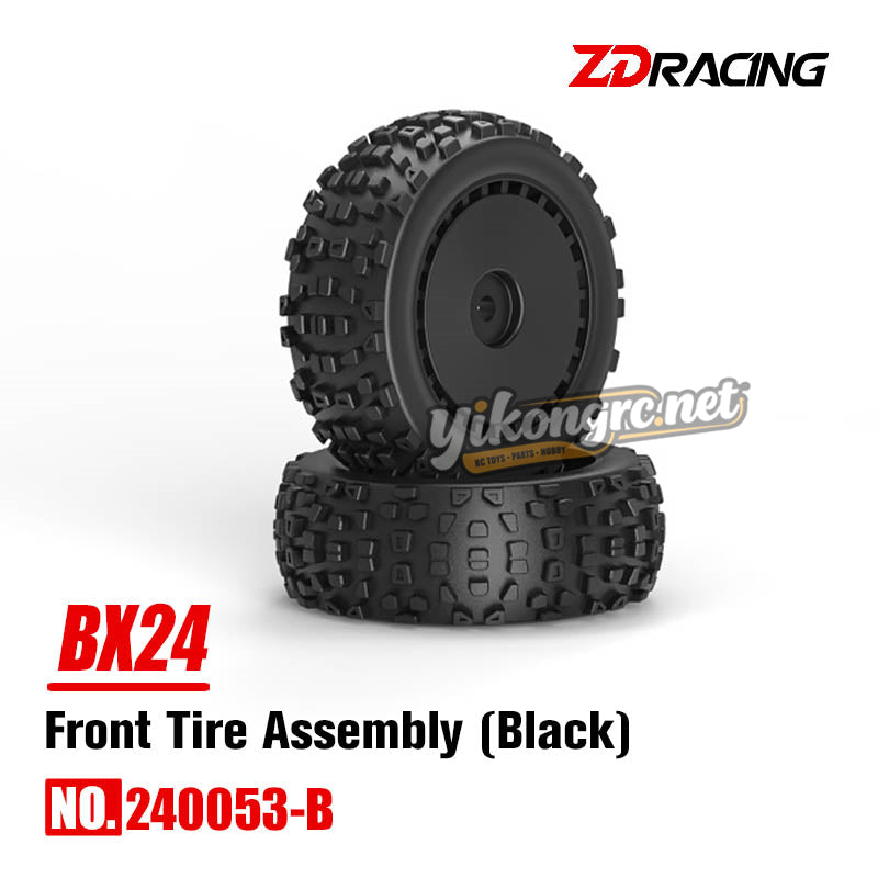 ZD Racing BX-24 4WD RC Car Parts Front Tire Assembly 240053-B Black