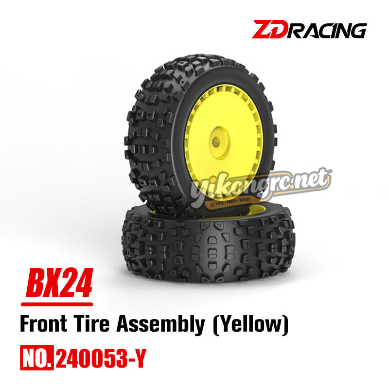 ZD Racing BX-24 4WD RC Car Parts Front Tire Assembly 240053-Y Yellow