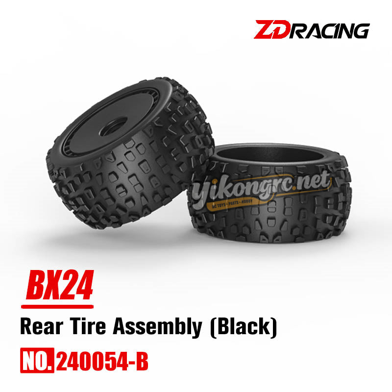 ZD Racing BX-24 4WD RC Car Parts Rear Tire Assembly 240054-B Black