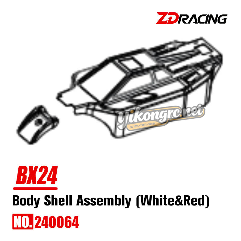 No.240064 ZD BX 24 Parts Body Shell Assembly (White & Red)