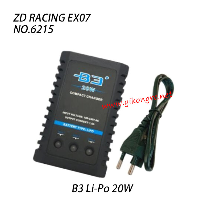 ZD Racing EX-07 Parts B3 Li-Po 20W Charger 6215