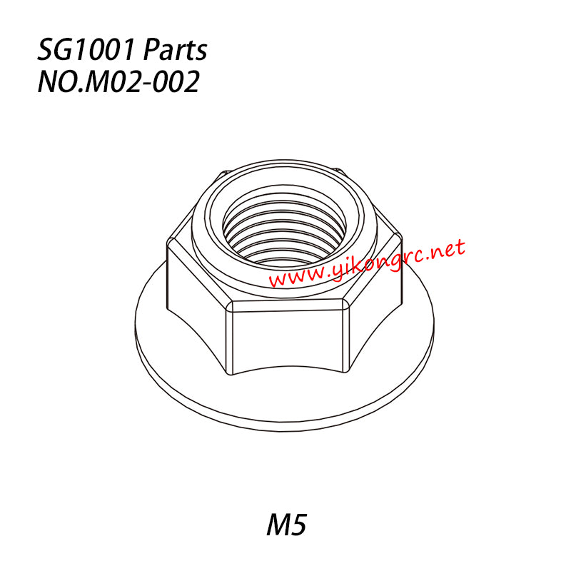 Pinecone Forest SG-1001 RC Car Parts Hex flanged nylon insert lock nut (M5) M02-002