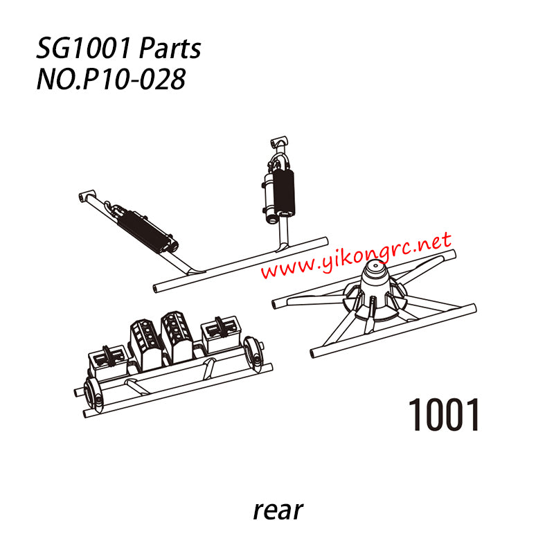Pinecone Model SG 1001 RC Truck Parts 1001 Roll Cage Parts (Rear) P10-028