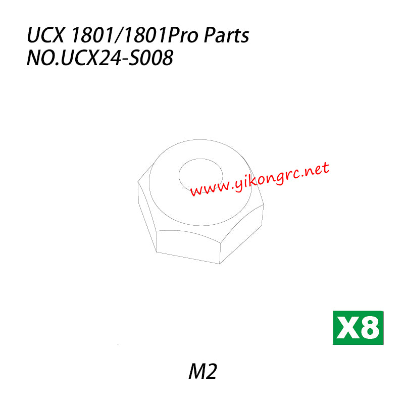 UDIRC UCX1801 / 1801Pro RC Car Parts Hex flanged nylon lock nut (M2) UCX24-S008