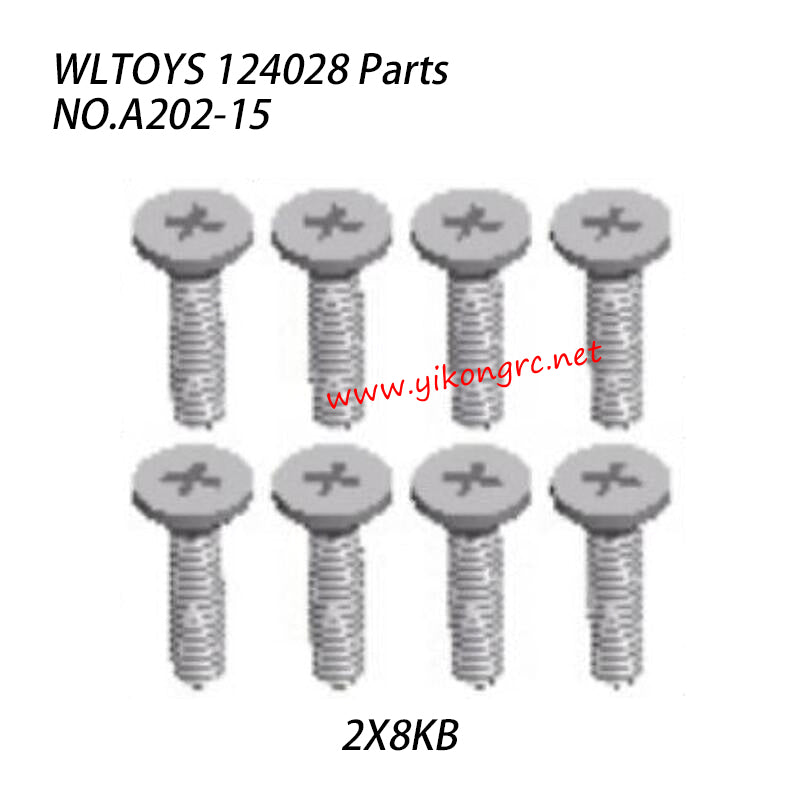WLTOYS 124028 1/12 RC Car Parts Cross Flat Head Screw 2x8KB A202-15