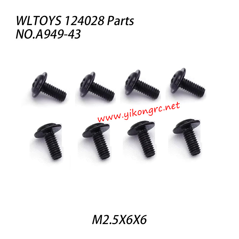 WLTOYS 124028 1/12 RC Car Parts Round Head With Screw M2.5x6x6 A949-43