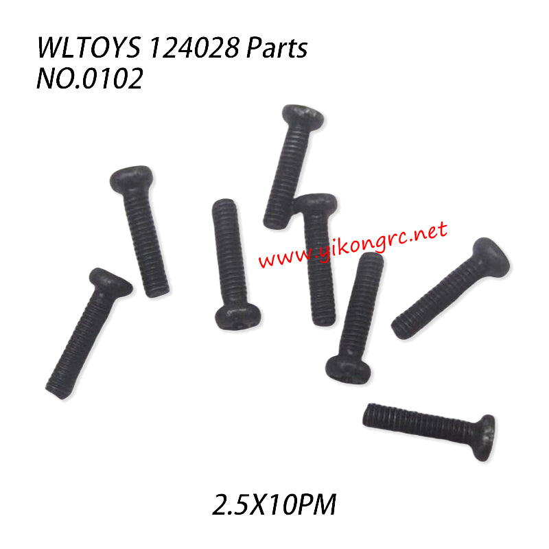 WLTOYS 124028 Parts Phillips Pan Head Screw 2.5x10pm 0102