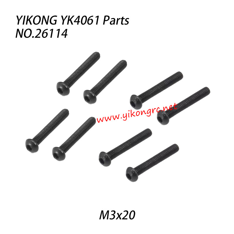 YIKONG YK4061 RC Truck Parts Pan-head hex socket screw M3x20 26114