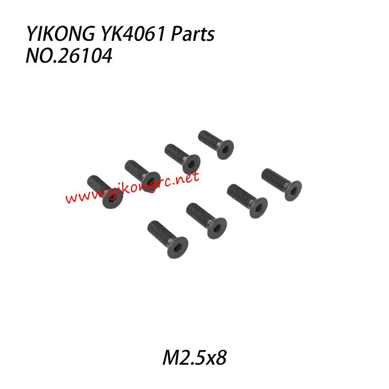 YIKONG YK4061 RC Car Parts Flat-head hex socket screw M2.5x8 26104