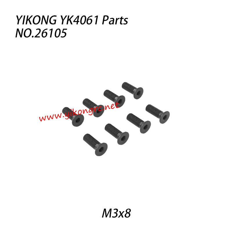 YIKONG YK4061 RC Car Parts Flat-head hex socket screw M3x8 26105