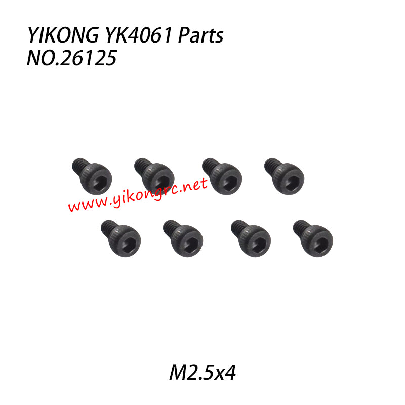 YIKONG YK4061 RC Crawler Parts Cup head hexagon socket screw M2.5x4 26125