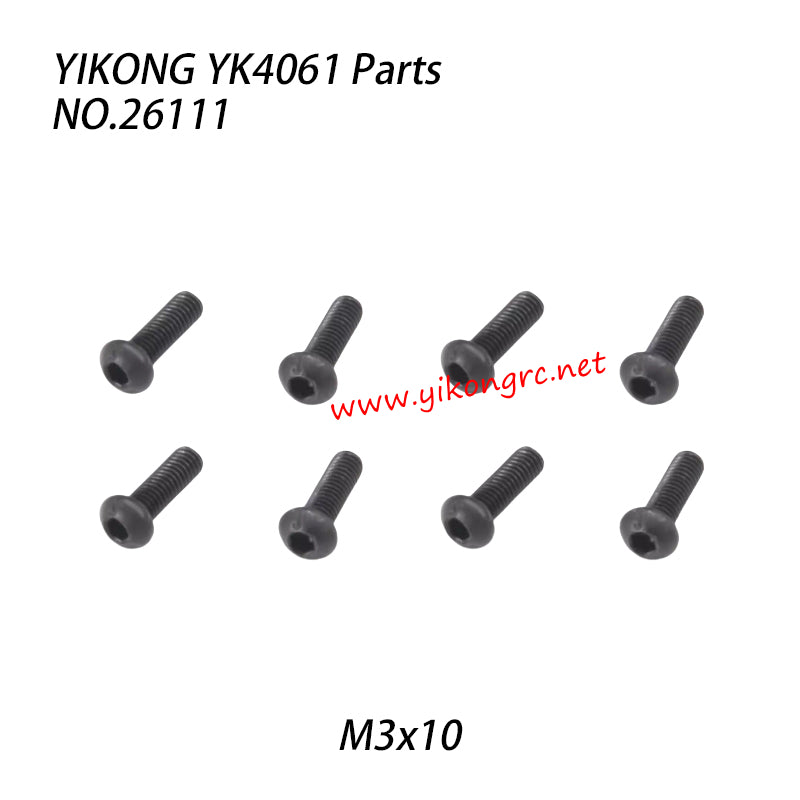 YIKONG YK4061 RC Truck Parts Pan-head hex socket screw M3x10 26111