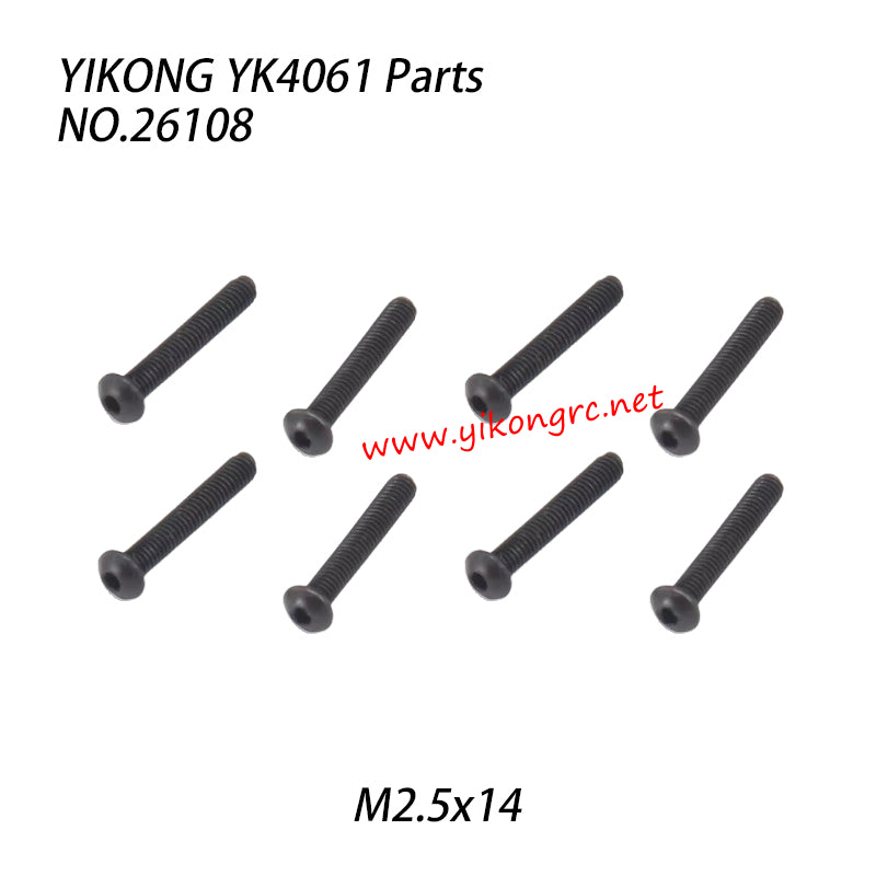 YIKONG YK4061 RC Truck Parts Pan Head Hex Screw M2.5x14 26108